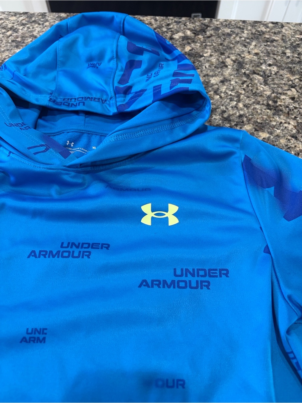 Under Armour Boys Blue Hooded Pullover Sweatshirt - Picture 3 of 9